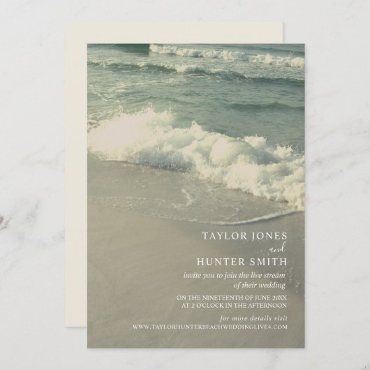 Invitation Virtual Live Stream Beach Wedding (Devant / Derrière)