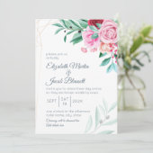 Invitation Virtual Modern Floral Mariage Roses & Eucalyptus (Debout devant)
