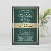 Invitation Virtual N'importe quel anniversaire Green Gold et (Debout devant)