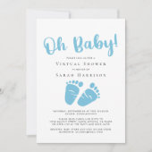 Invitation Virtual Oh Baby Boy Shower Pieds Bleus (Devant)