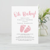 Invitation Virtual Oh Baby Girl Douche pieds roses (Debout devant)