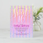 Invitation Virtual Rainbow Ombre Sweet 16 Birthday Girly Chic (Debout devant)