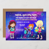 Invitation Virtual Rock Pop Star fête d'anniversaire (Devant / Derrière)
