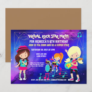 Invitation Virtual Rock Pop Star fête d'anniversaire