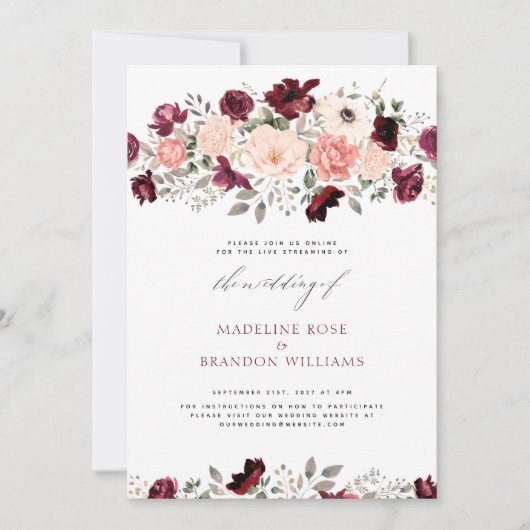 Invitation Virtual Rustic Burgundy Blush FlorMariage (Devant)