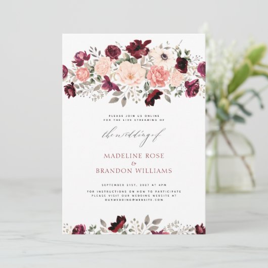 Invitation Virtual Rustic Burgundy Blush FlorMariage (Debout devant)