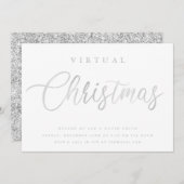 Invitation VIRTUAL Silver White Christmas Online Party (Devant / Derrière)