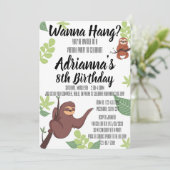 Invitation Virtual Sloth - Wanna Hang? Thème Anniversaire (Debout devant)