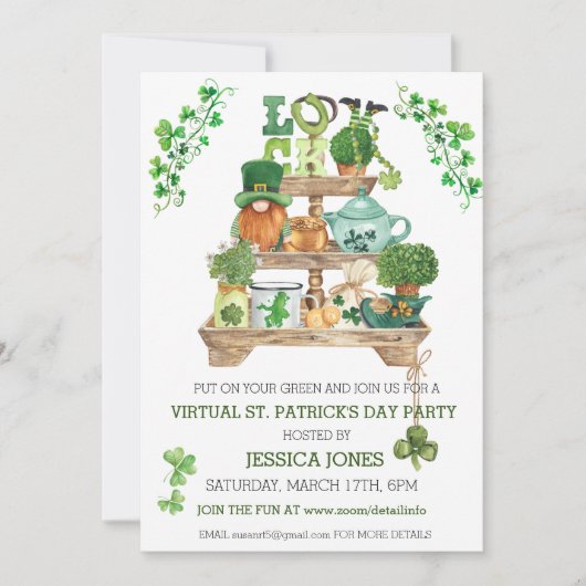 Invitation Virtual St. Patrick's Day Celebration Party (Devant)
