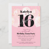 Invitation Virtual Sweet 16 Balloons rose Fille Anniversaire (Devant)