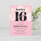 Invitation Virtual Sweet 16 Balloons rose Fille Anniversaire (Debout devant)
