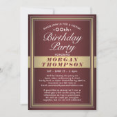 Invitation Virtuel N'Importe Quel Anniversaire Bourgogne Roug (Devant)