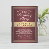 Invitation Virtuel N'Importe Quel Anniversaire Bourgogne Roug (Debout devant)