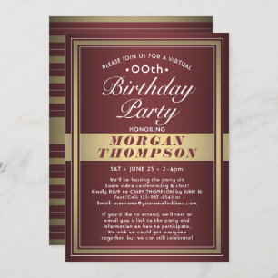 Invitation Virtuel N'Importe Quel Anniversaire Bourgogne Roug