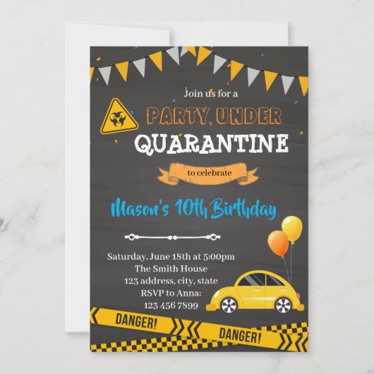 Invitation virtuelle d'anniversaire en quarantaine (Devant)