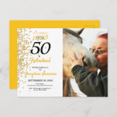 Invitation virtuelle d'anniversaire or 50 ans & fa (Devant / Derrière)