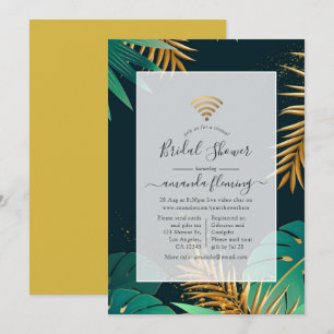 Invitation virtuelle de douche tropicale noire et