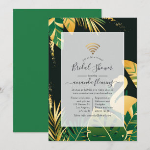 Invitation virtuelle de douche tropicale verte et
