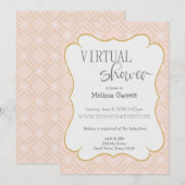 Invitation Virtuelle Géométrique Rose Pêche et Or (Devant / Derrière)