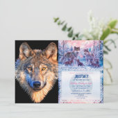 Invitation Visage animal loup. Tête de loup gris effrayant (Debout devant)