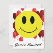 Invitation Visage avec Ballons rouges (Devant)