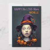 Invitation Visage dans Hole Halloween Witch salutations invit (Devant)