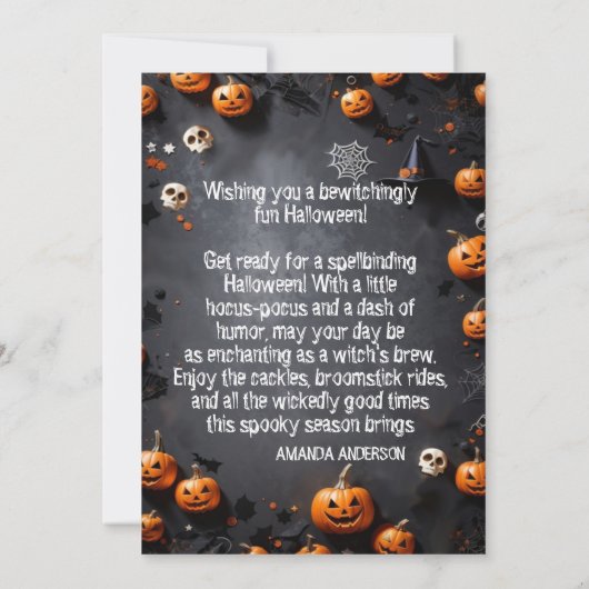 Invitation Visage dans Hole Halloween Witch salutations invit (Dos)