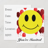 Invitation Visage de broyage avec Ballons rouges (Devant / Derrière)