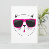 Invitation Visage de chat cool avec lunettes de soleil roses  (Debout devant)