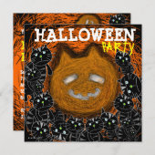 Invitation Visage de chat de citrouille d'invitation de (Devant / Derrière)