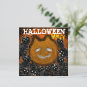 Invitation Visage de chat de citrouille d'invitation de (Debout devant)