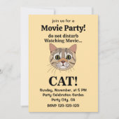 Invitation Visage de chat drôle Soirée cinéma (Devant)