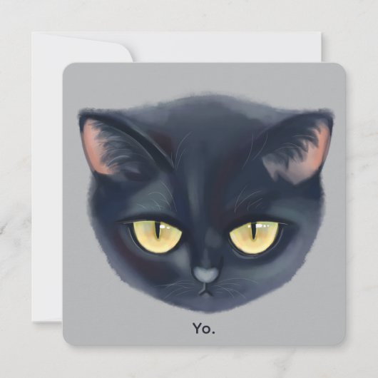 Invitation Visage de chat noir mignon (Devant)