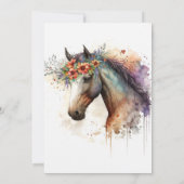 Invitation Visage de cheval avec couronne de fleurs. (Dos)