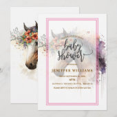 Invitation Visage de cheval avec couronne de fleurs. (Devant / Derrière)