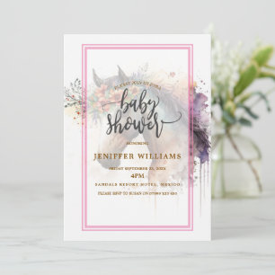 Invitation Visage de cheval avec couronne de fleurs.