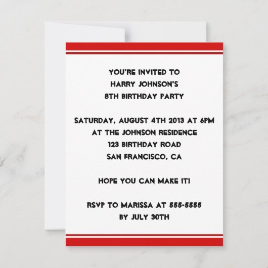 Invitation Visage de Ninja (Dos)