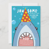 Invitation Visage de Requin Mignon dans l'Océan pour Annivers (Devant)