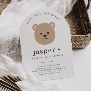 Invitation Visage d'ours en peluche pour premier anniversaire