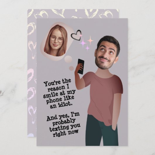 Invitation Visage drôle | Photo Whimsical Fun Valentine's Car (Devant / Derrière)