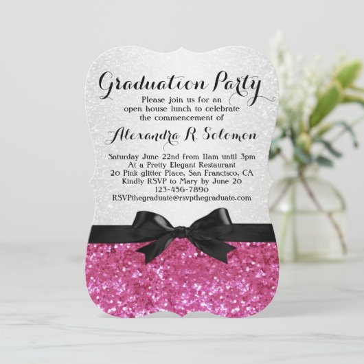 Invitation Visage Parties scintillant rose Bow Graduation Par (Debout devant)