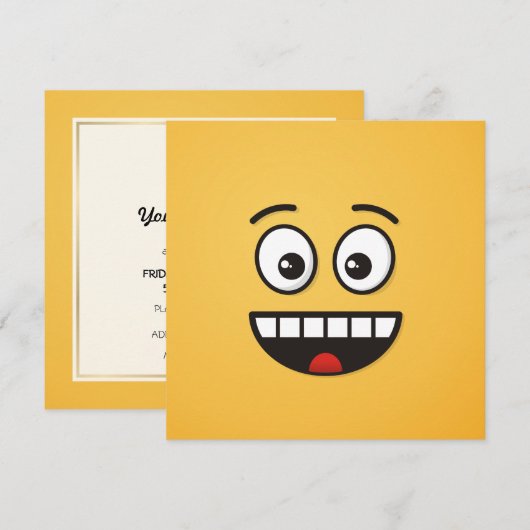 Invitation Visage souriant avec bouche ouverte (Devant / Derrière)