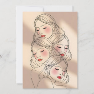 Invitation Visages Féminins de Rêve Imprimés, Yeux Fermés, Ap