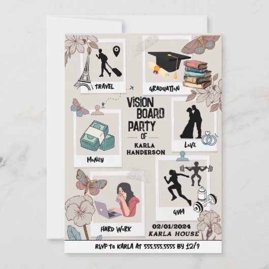 Invitation Vision Board Party Invitation, Dream vision Invita (Devant)