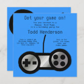 Invitation visuelle bleue de partie de jeu (Devant / Derrière)