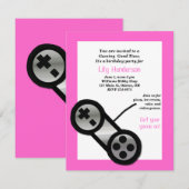 Invitation visuelle rose de partie de jeu (Devant / Derrière)