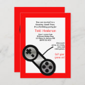 Invitation visuelle rouge de partie de jeu (Devant / Derrière)