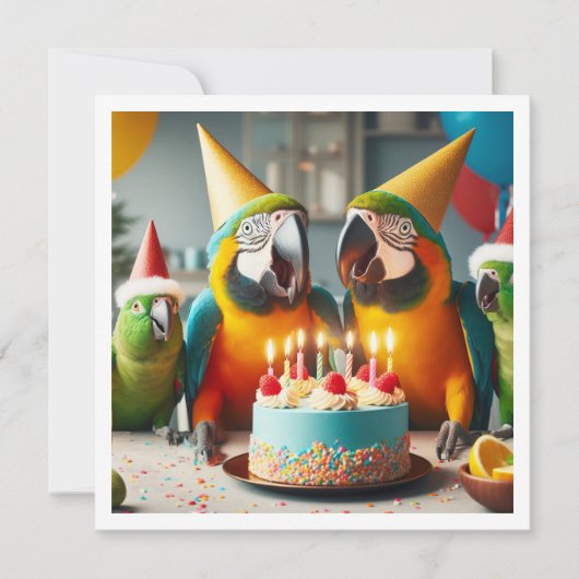 Invitation Vite ! Anniversaire de perroquets, anniversaire d' (Devant)