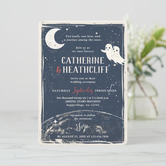 Invitation Vite-moi vers la lune Mariage des fantômes (Debout devant)