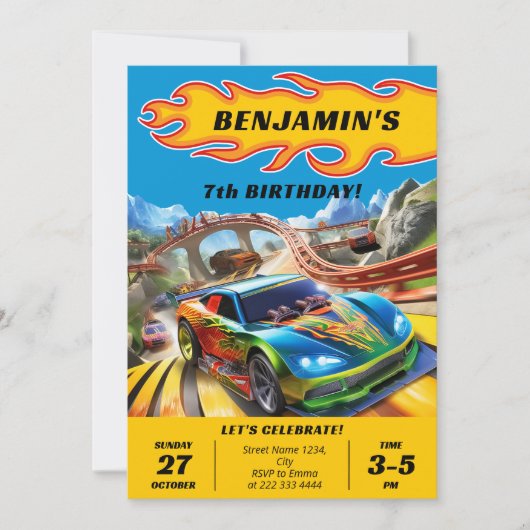 Invitation Vitesse dans des voitures de course personnalisées (Devant)